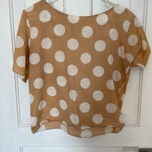 Polka Dot Women's Top - Tan and White